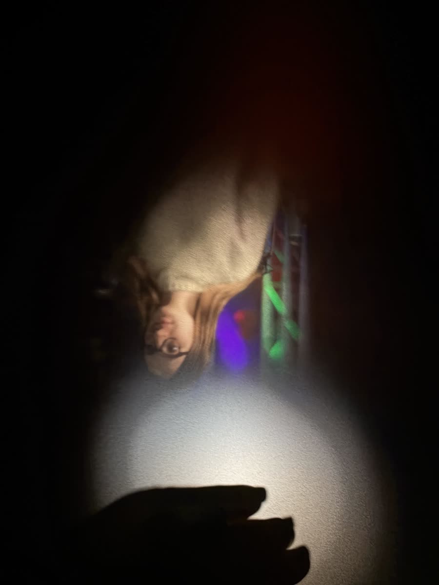 Inverted half-body image with a bright hot spot